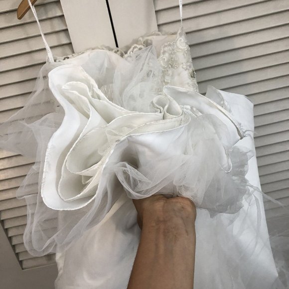 Strapless Ruched Mermaid Tulle Wedding Dress Custom Embroidery Beading WG3791 - Picture 11 of 12